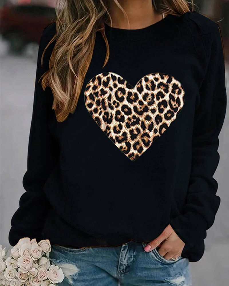 Stilla | Sweat Leoprint Hjerte Motiv