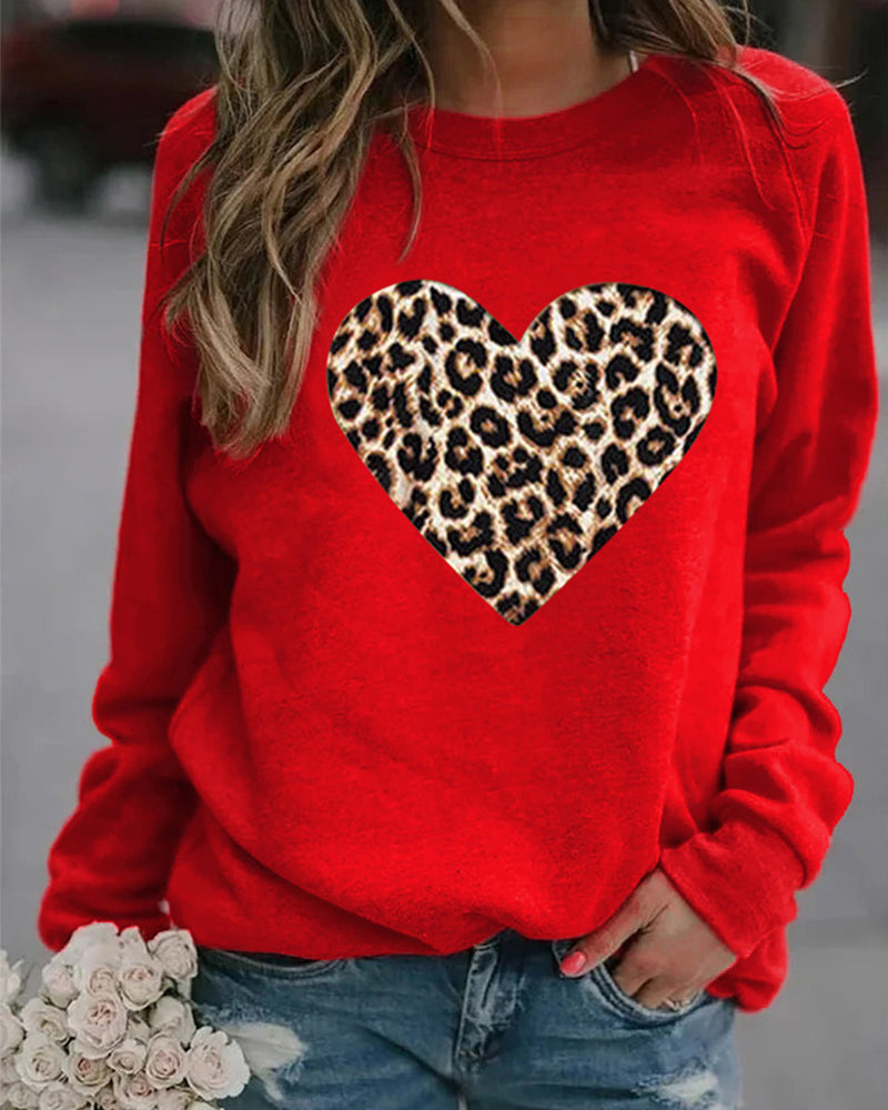 Stilla | Sweat Leoprint Hjerte Motiv