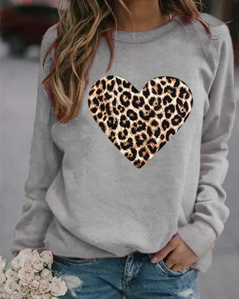 Stilla | Sweat Leoprint Hjerte Motiv