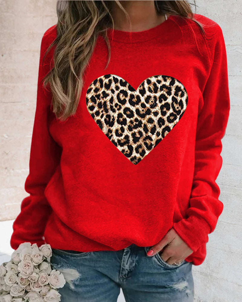 Stilla | Sweat Leoprint Hjerte Motiv