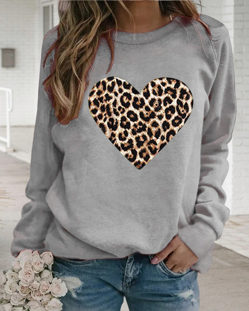 Stilla | Sweat Leoprint Hjerte Motiv