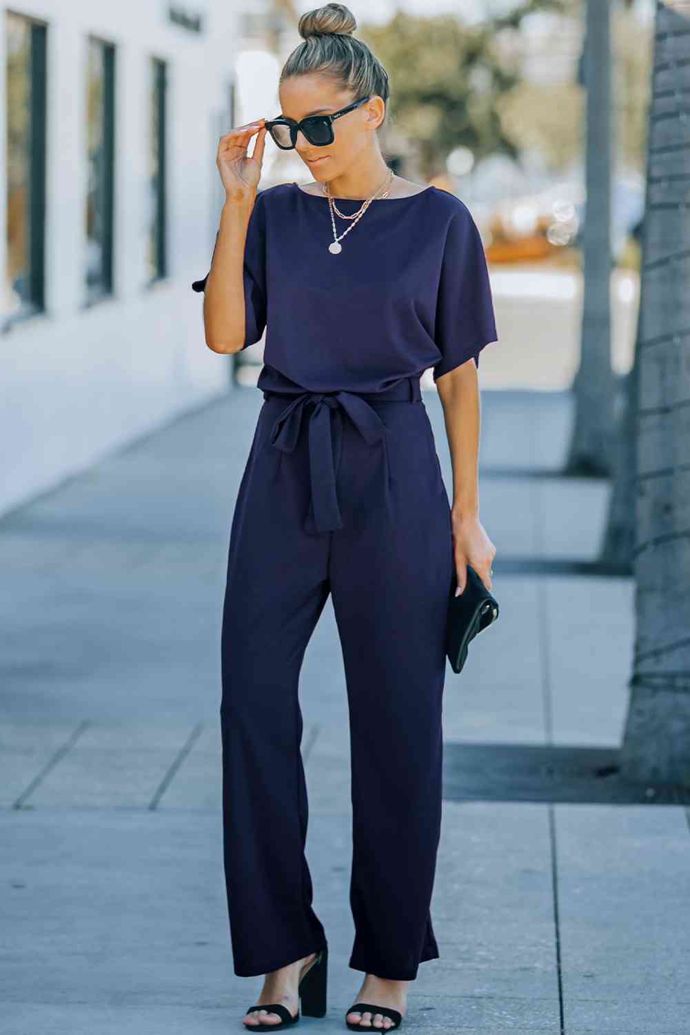 Stilla | Størrelse Knytte Talje Lige Ben Jumpsuit