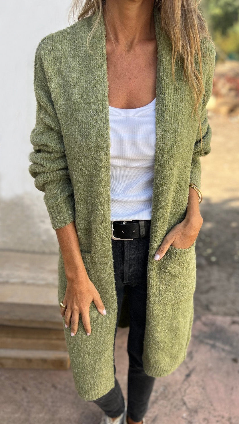 Stilla | Overdimensioneret Langærmet sweater I Strik Med Lommer Til Damer