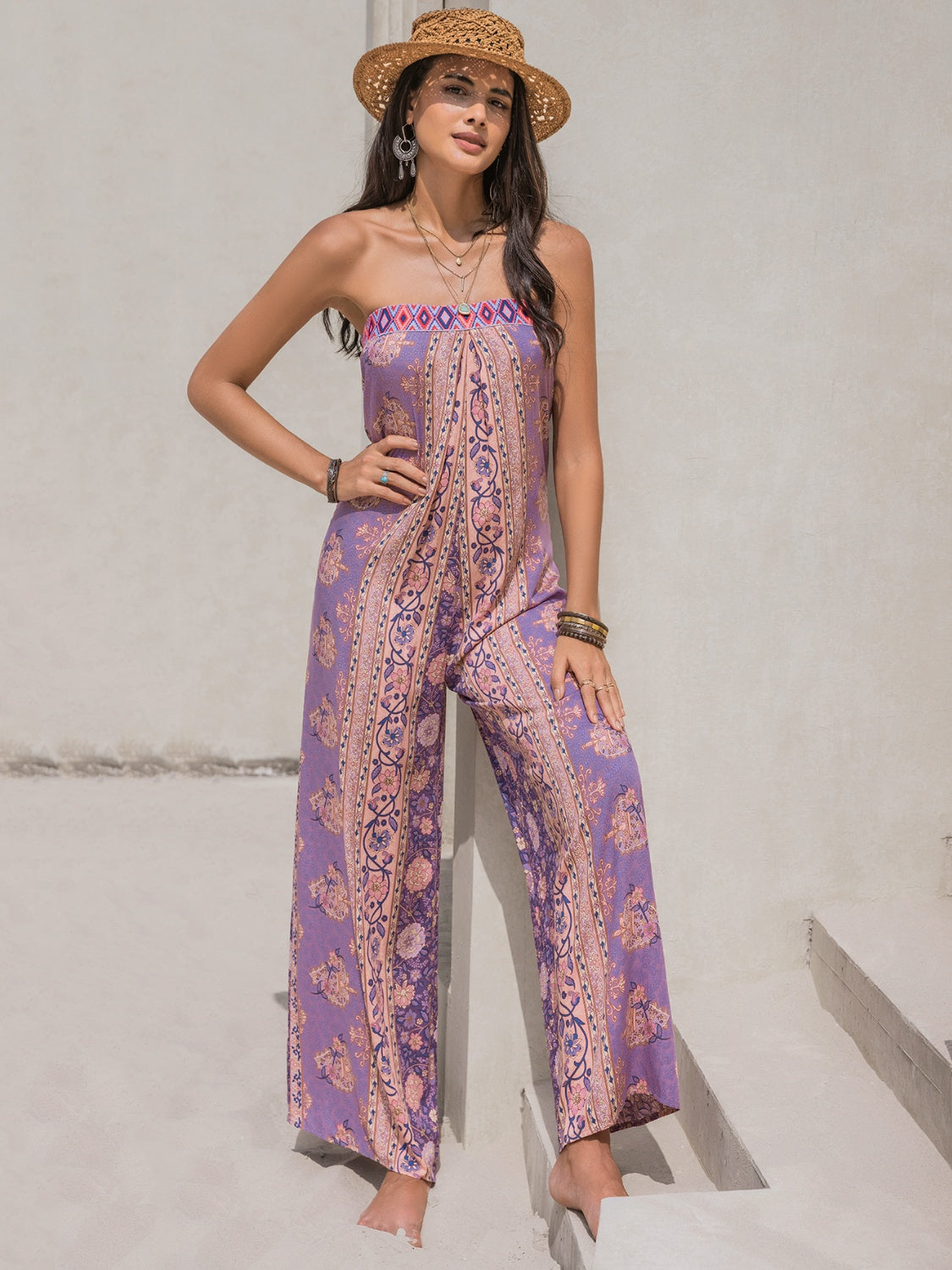 Stilla | Trykt Rør Bred Ben Jumpsuit