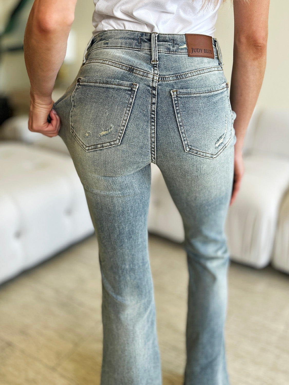 Stilla | Blå Full Size Høj Talje Flare Jeans