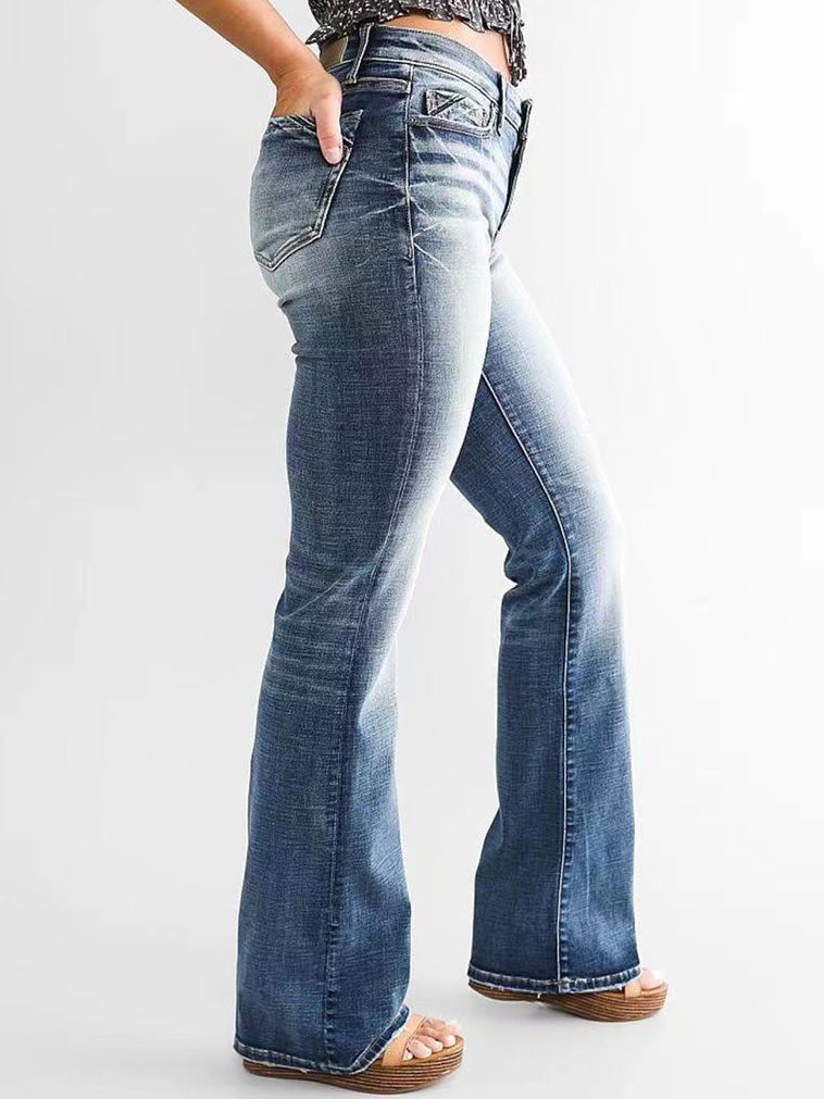 Stilla | Damens Jeans Lomme Slim Fit Mikro Flare Jeans