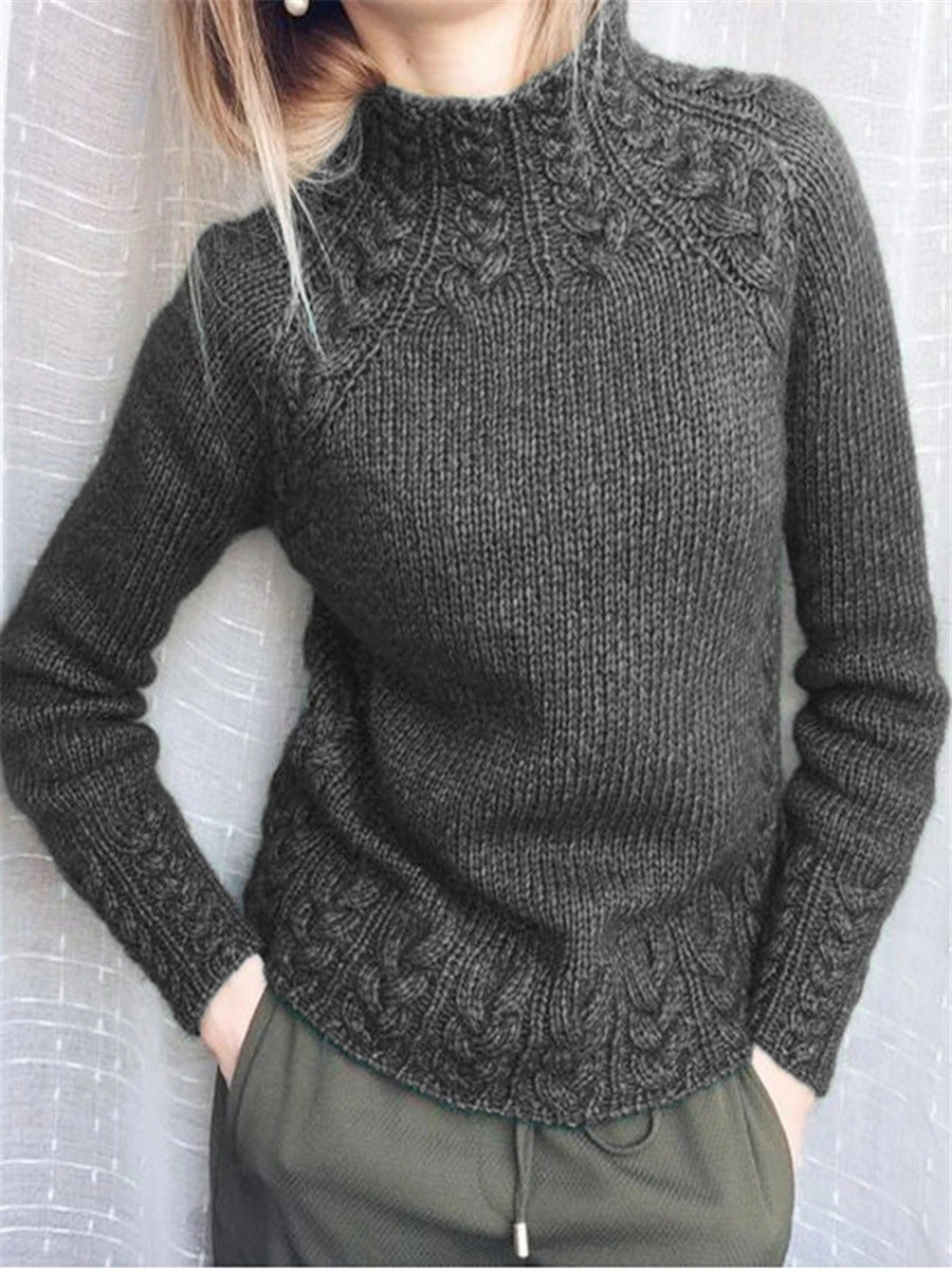 Stilla | Kvinders Trøjes Solid Turtleneck Linned Mønster Striktrøje