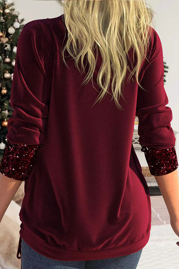 Stilla | Christina Paillettes Draperet Hals Rynket Top