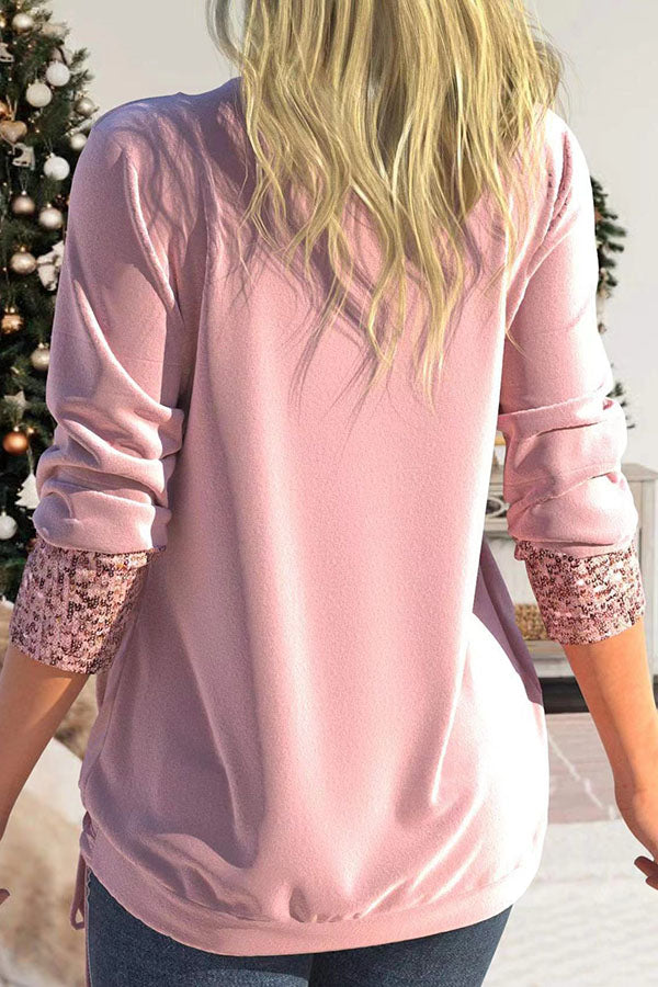 Stilla | Christina Paillettes Draperet Hals Rynket Top