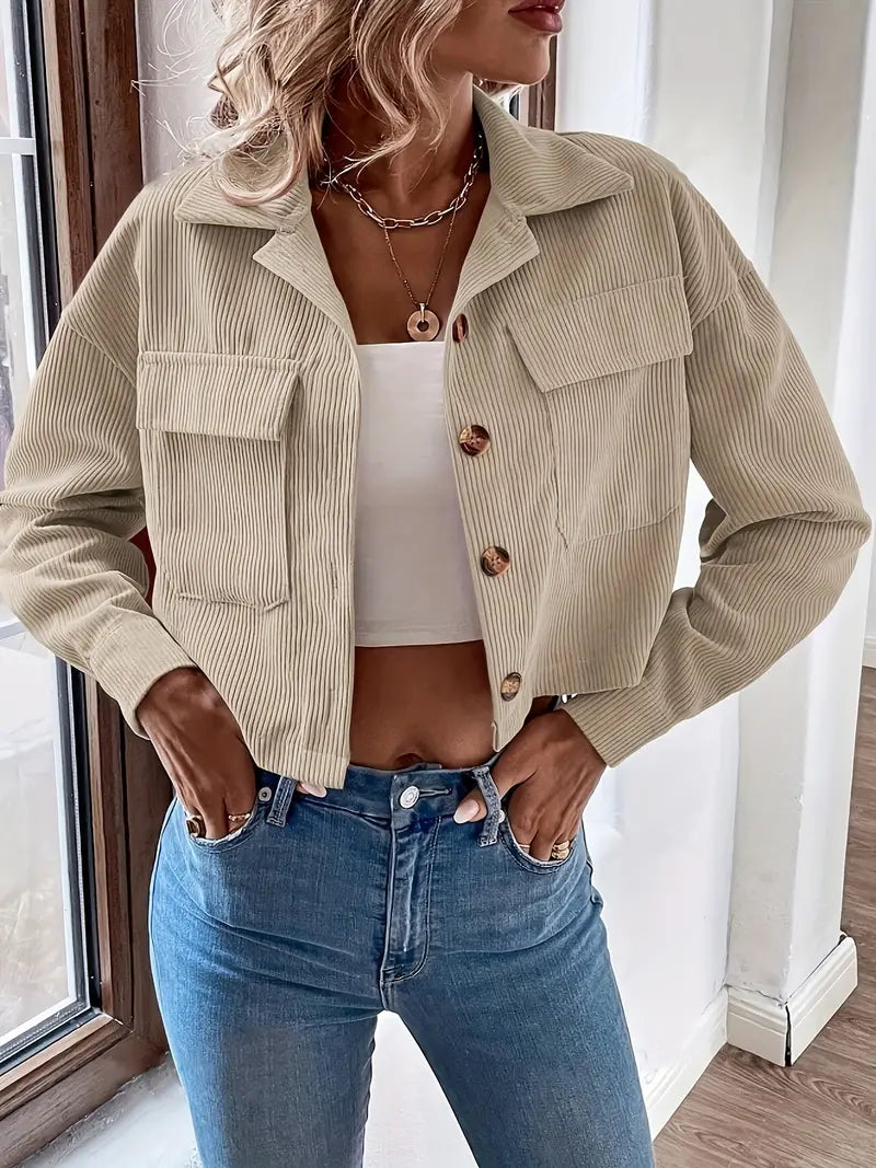 Stilla | Cropped Jakke Med Dråbeformede Skuldre Stasia