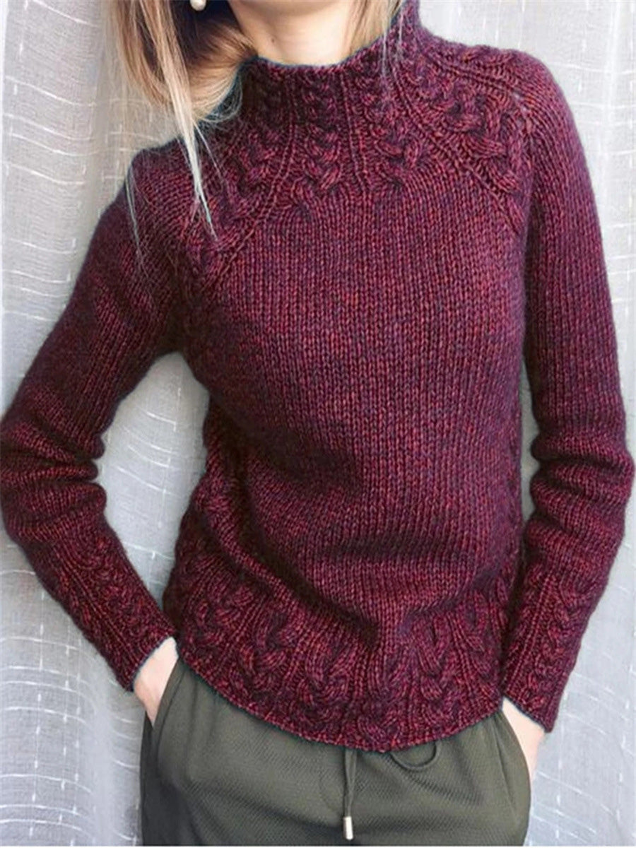 Stilla | Kvinders Trøjes Solid Turtleneck Linned Mønster Striktrøje