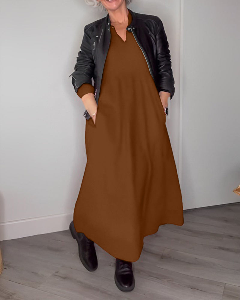 Stilla | Elegant Lang Kjole Alana Med Lommer