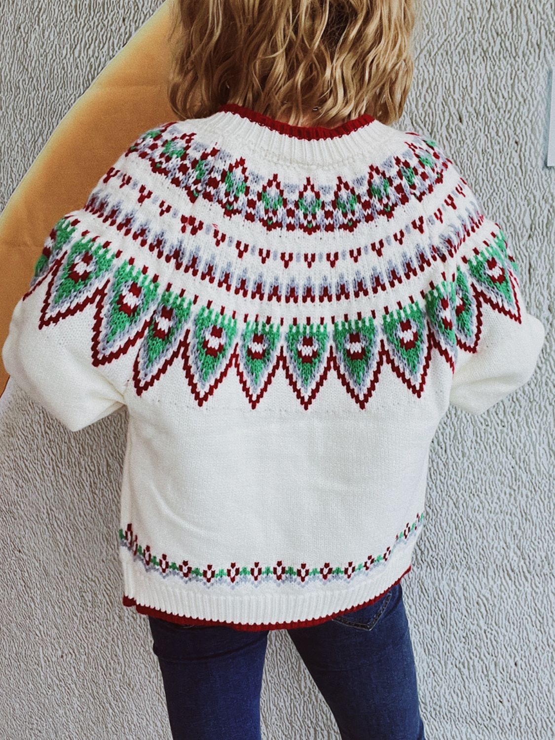Stilla | Geometrisk Rund Hals Langærmet Cardigan
