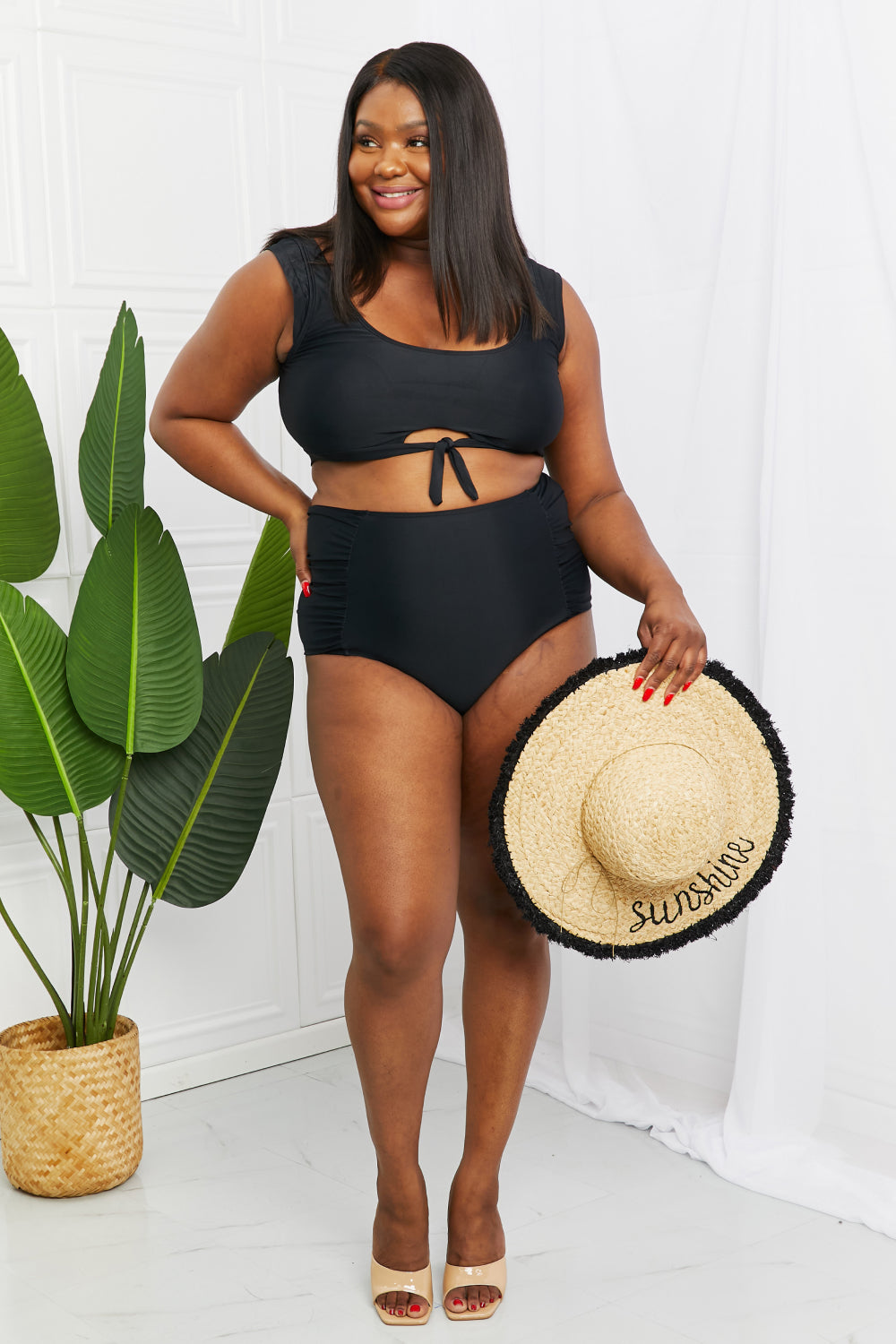 Stilla | West Swim Sanibel Crop Badetop Og Rynkede Bundsæt I Sort