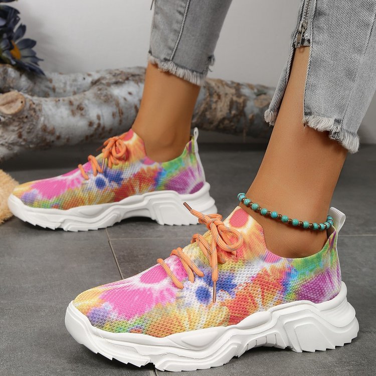 Stilla | Åndbare Ortodontiske Sneakers Med Snørebånd Og Blomster Mønster