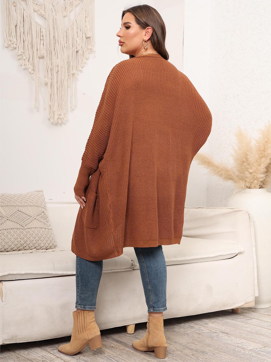 Stilla | Plus Size Åben Front Cardigan Med Lommer