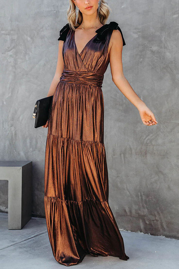 Stilla | Charming Days Velvet Skulderbånd Metalisk Maxi Kjole