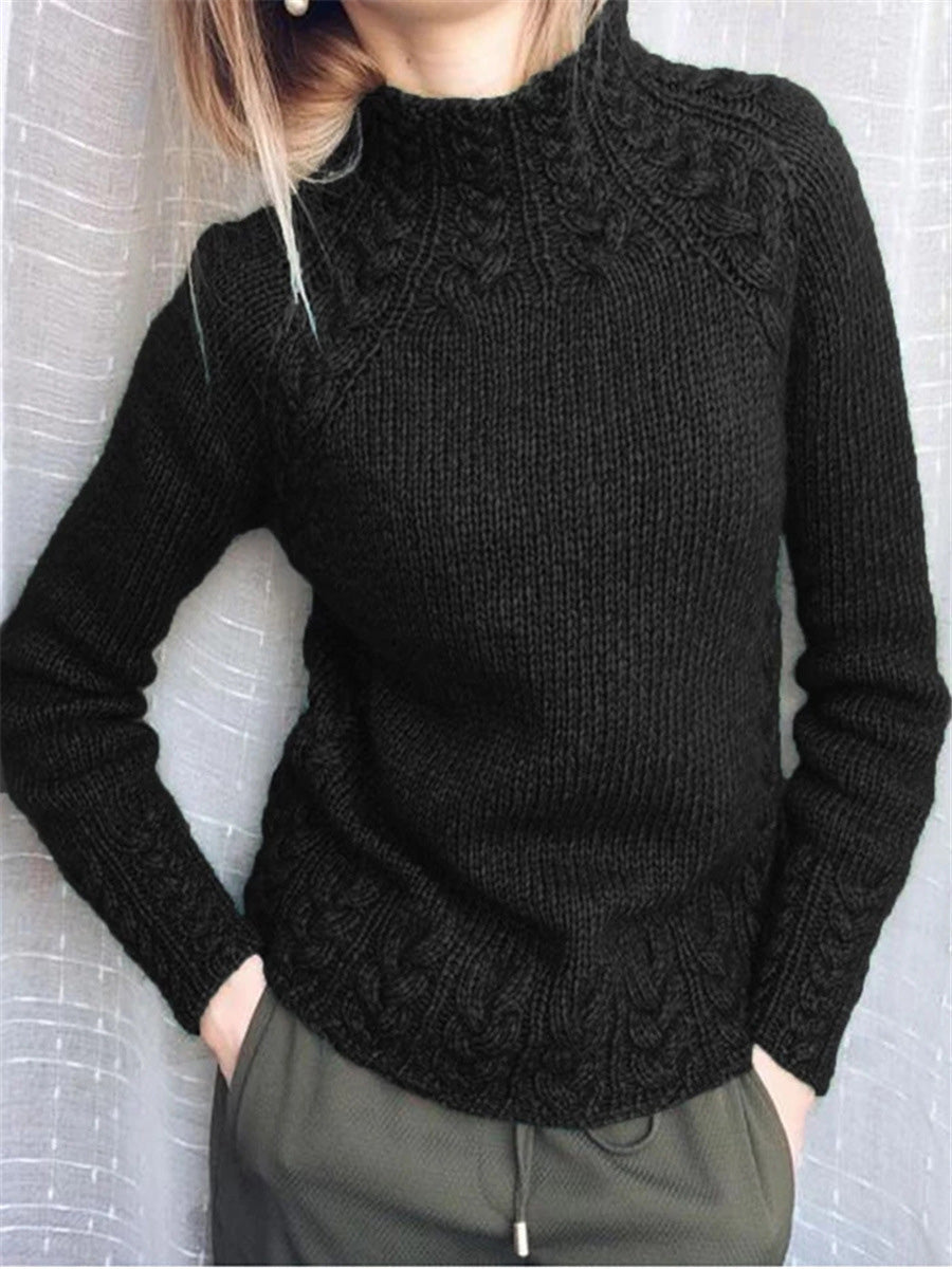 Stilla | Kvinders Trøjes Solid Turtleneck Linned Mønster Striktrøje