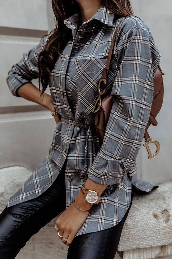 Stilla | Grab My Hand Plaid Button up Bælte Skjorte