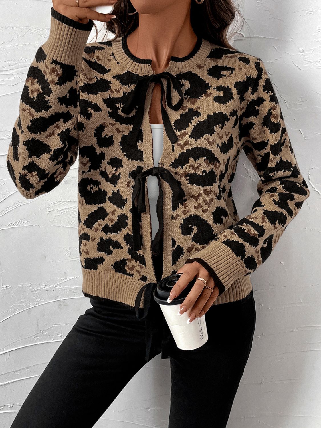 Stilla | Bundet Leopard Langærmet Cardigan