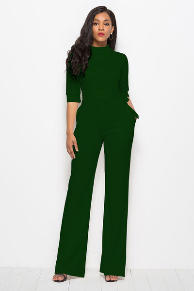 Stilla | Neck Tie-livvidde Halv Ærme Jumpsuit