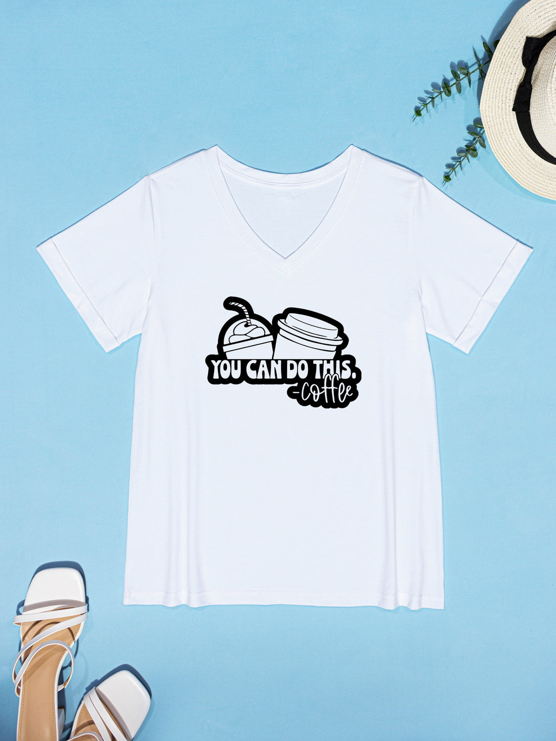 Stilla | Kan Gøre Denne Kaffe V-hals Kort Ærmet T-shirt