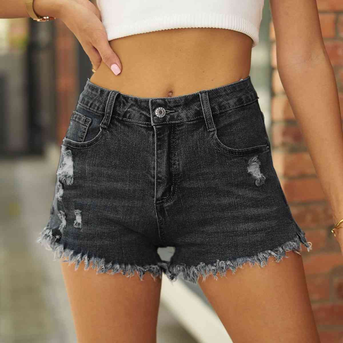 Stilla | Hem Distressed Denim Shorts