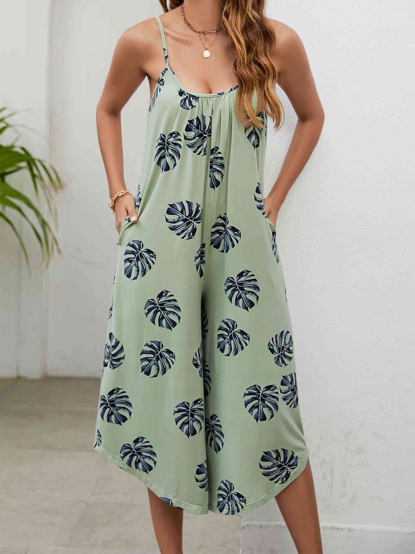 Stilla | Print Spaghetti Stroppe Scoop Hals Jumpsuit