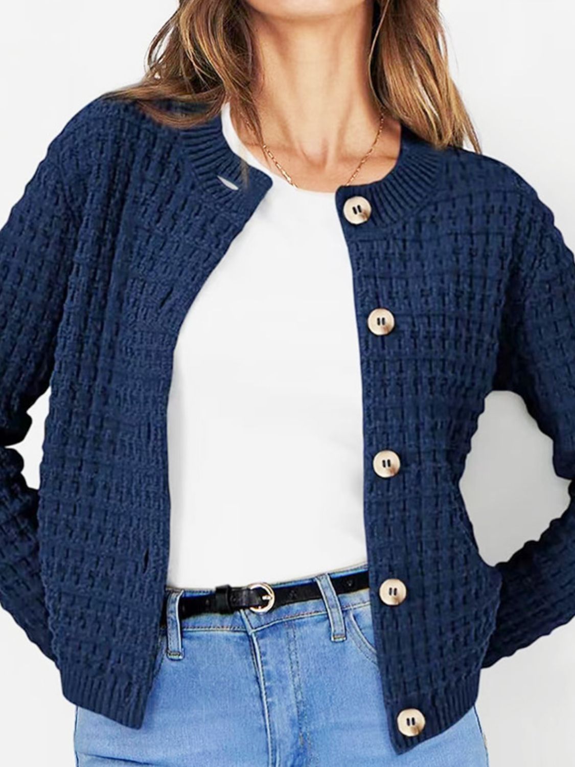 Stilla | Op Rund Hals Lange Ærmer Cardigan