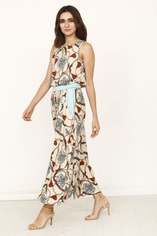 Stilla | Kædestens Frynse Print Kort Jumpsuit