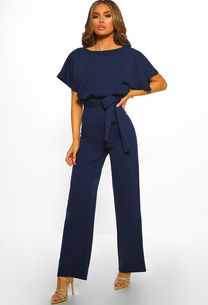 Dame elegant bred ben jumpsuit med bund detalje Stilla
