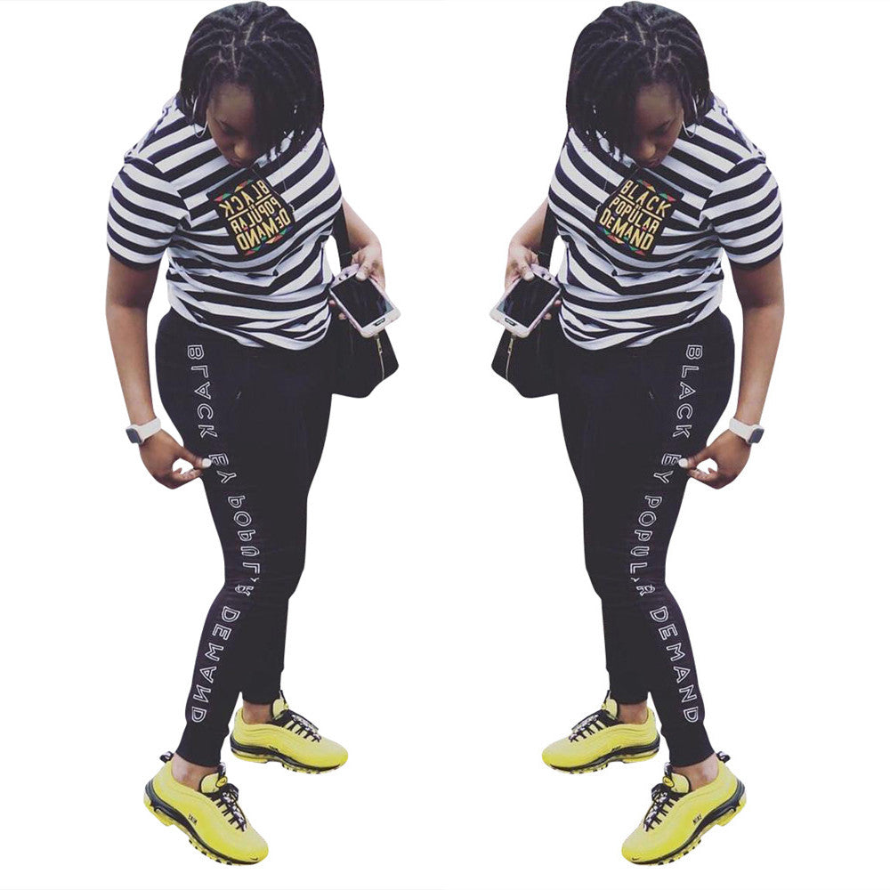 Dame Sporty T-shirt og leggings sæt med iøjnefaldende skrift Stilla