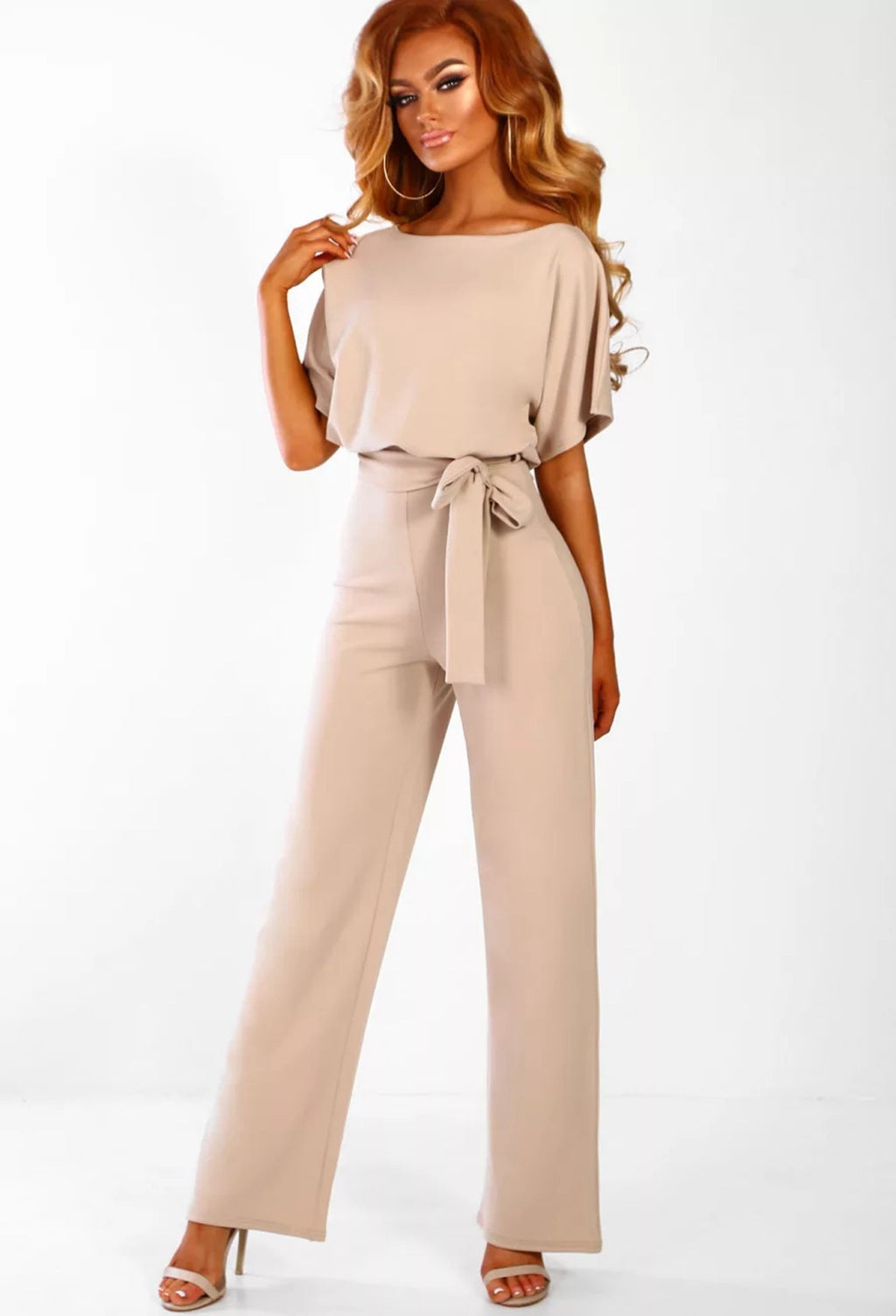 Dame elegant bred ben jumpsuit med bund detalje Stilla