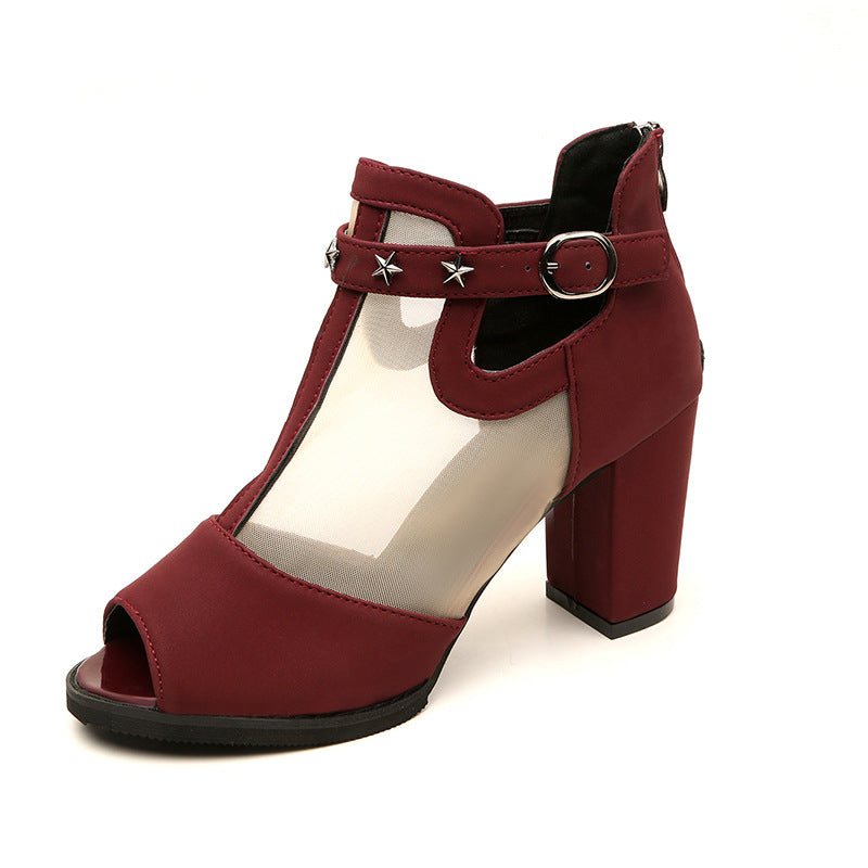 Dame elegante Åben High-Heels med Mesh-indlæg og dekorative stjerner Stilla
