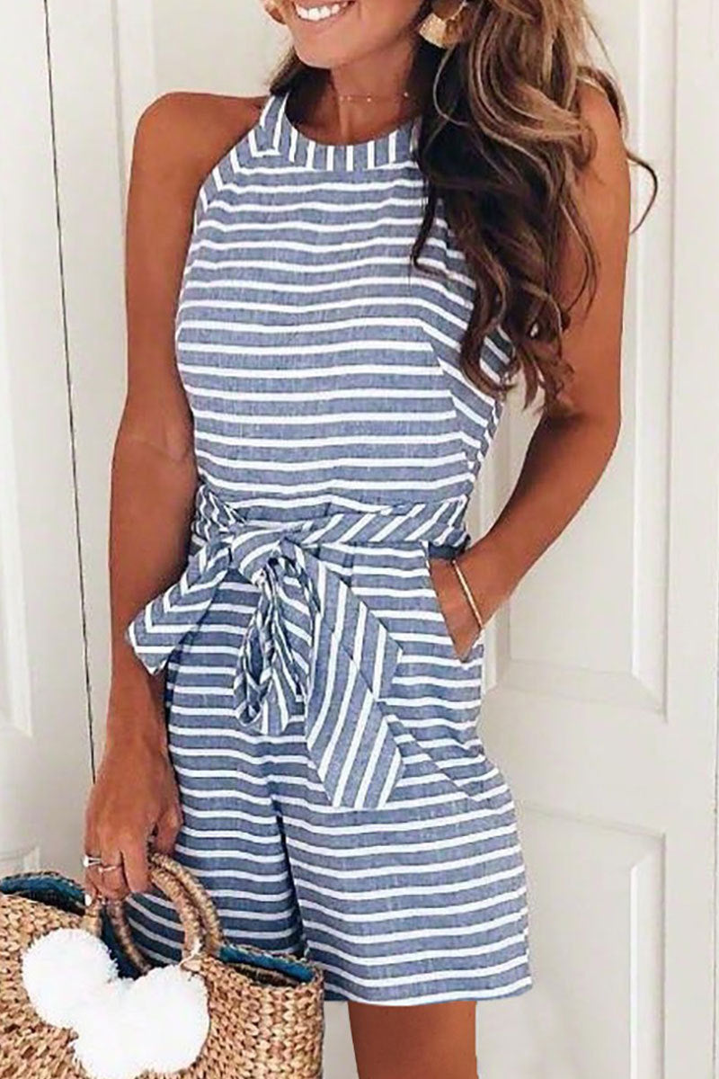 Damer Casual Jumpsuit med bælte og lommer Stilla