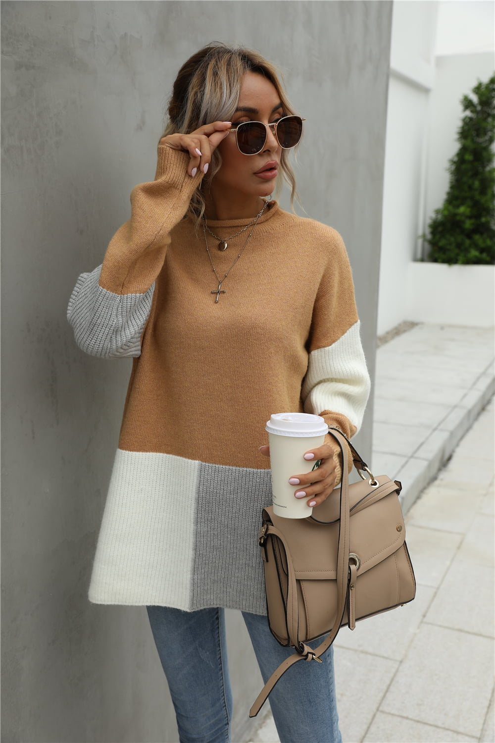 Stilla | Patchworksweater med rund hals