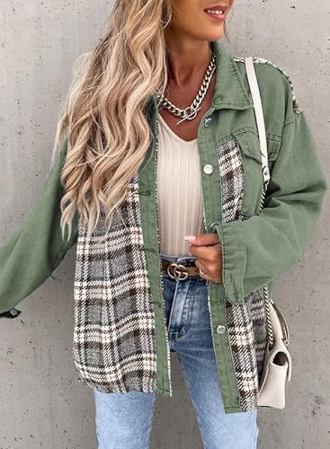 Stilla | Plaid Cotton Jacket Til Kvinder Boyfriend Overstørrelse Fit