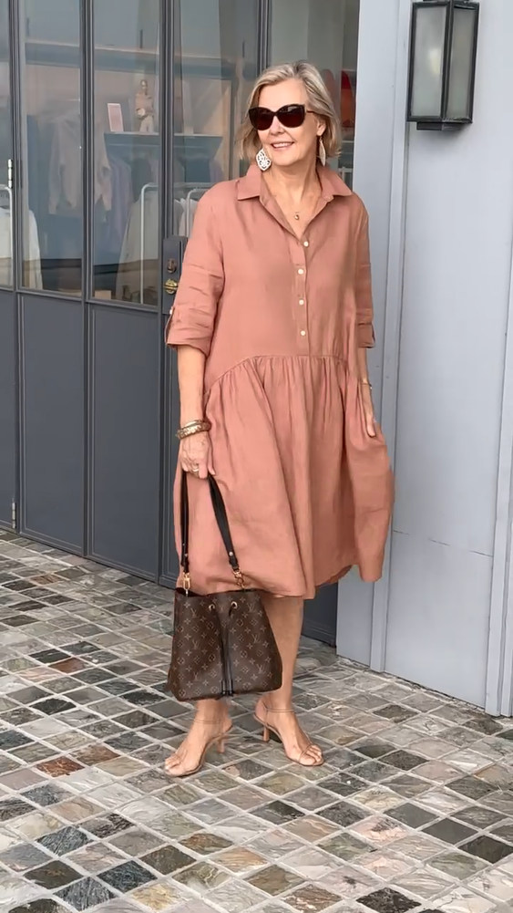 Stilla | Nyt Fashionabelt Linned- og Bomuldskjole til Damer