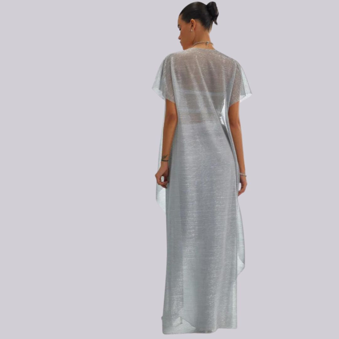 Stilla | Glitrende croptop med satin maxinederdelesæt