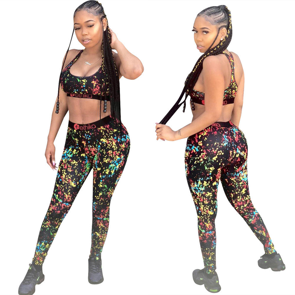 Dame Sport-BH og Leggings Sæt i trendy Camouflage-look Stilla