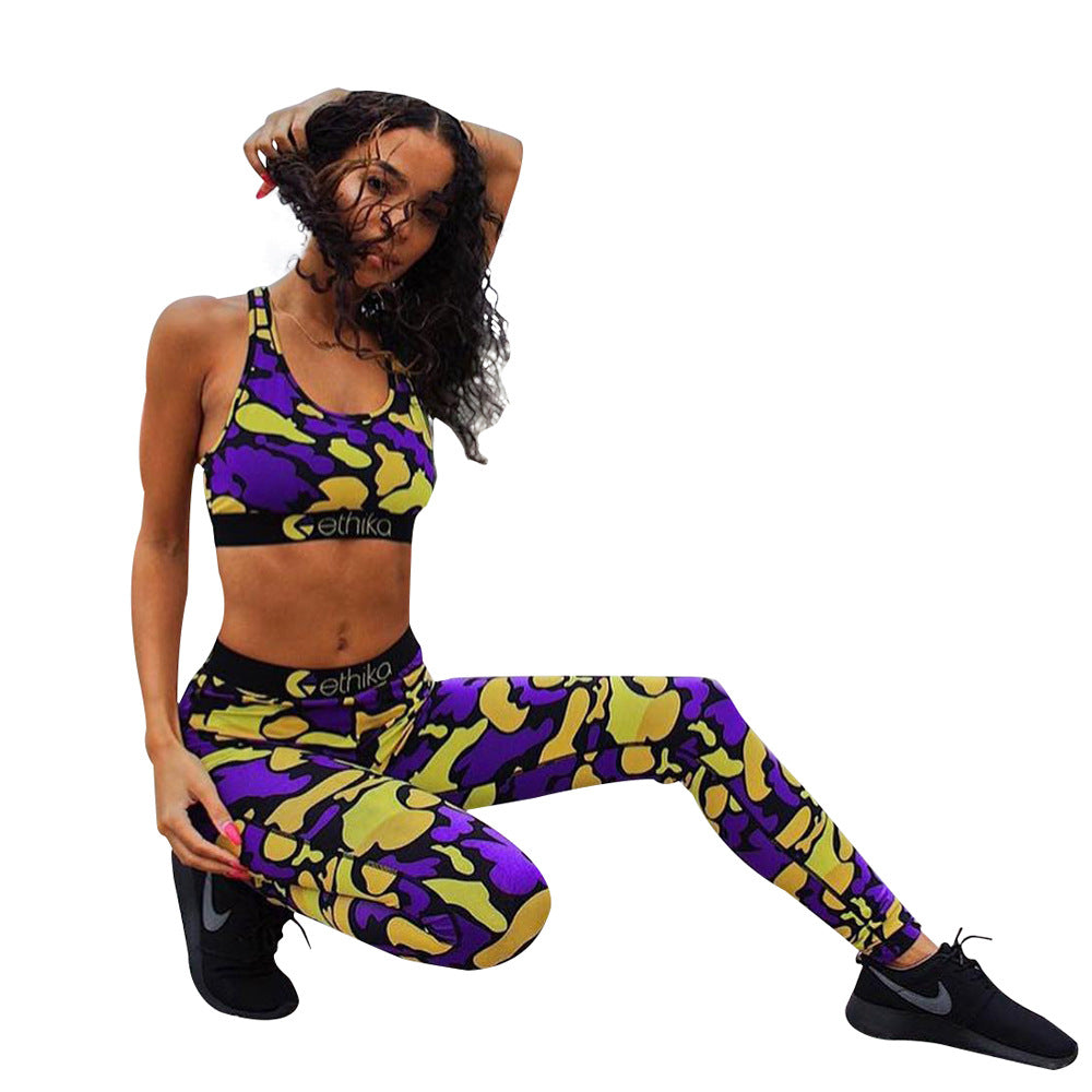 Dame Sport-BH og Leggings Sæt i trendy Camouflage-look Stilla