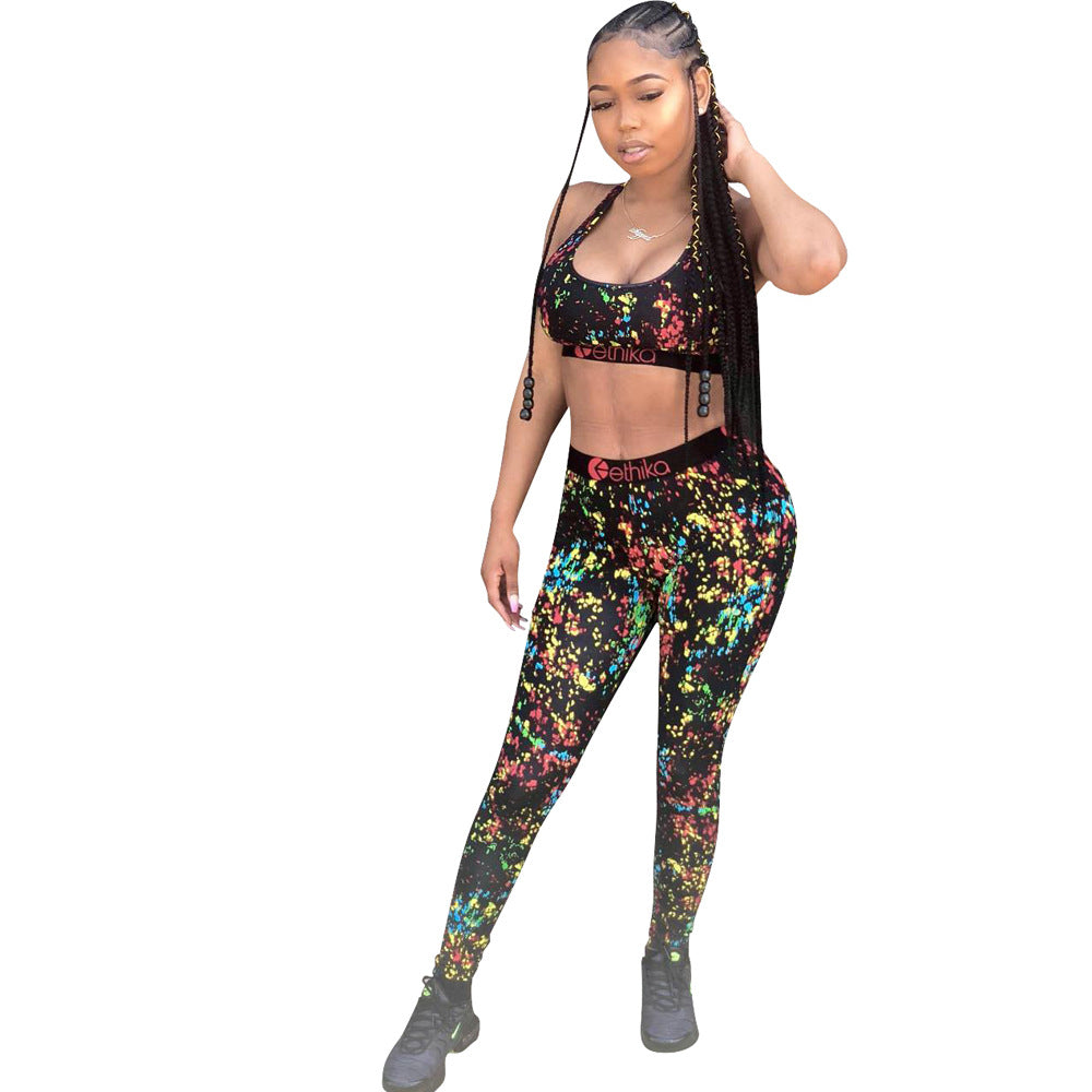 Dame Sport-BH og Leggings Sæt i trendy Camouflage-look Stilla