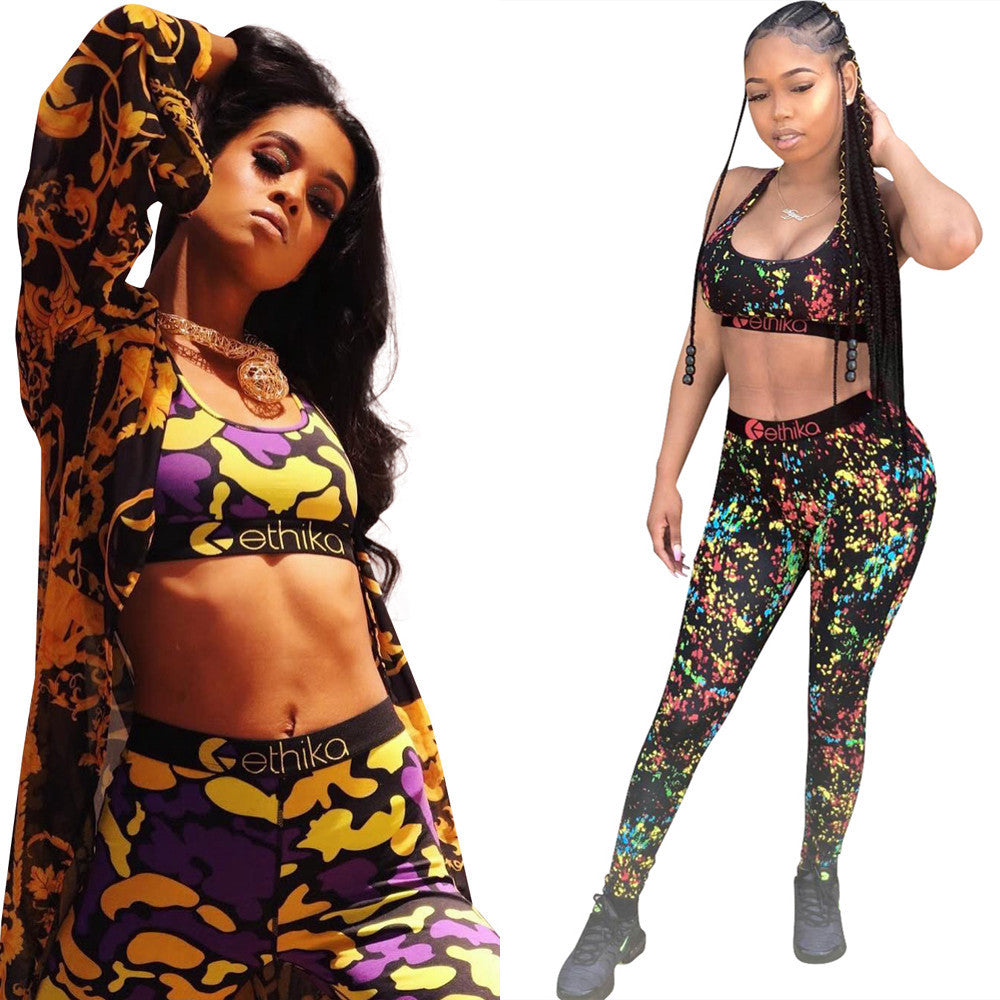 Dame Sport-BH og Leggings Sæt i trendy Camouflage-look Stilla