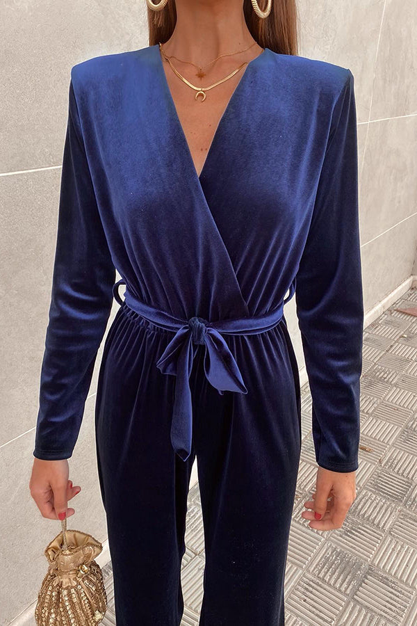 Stilla | Endless Cheer Bælte Velvet Bred Ben Jumpsuit