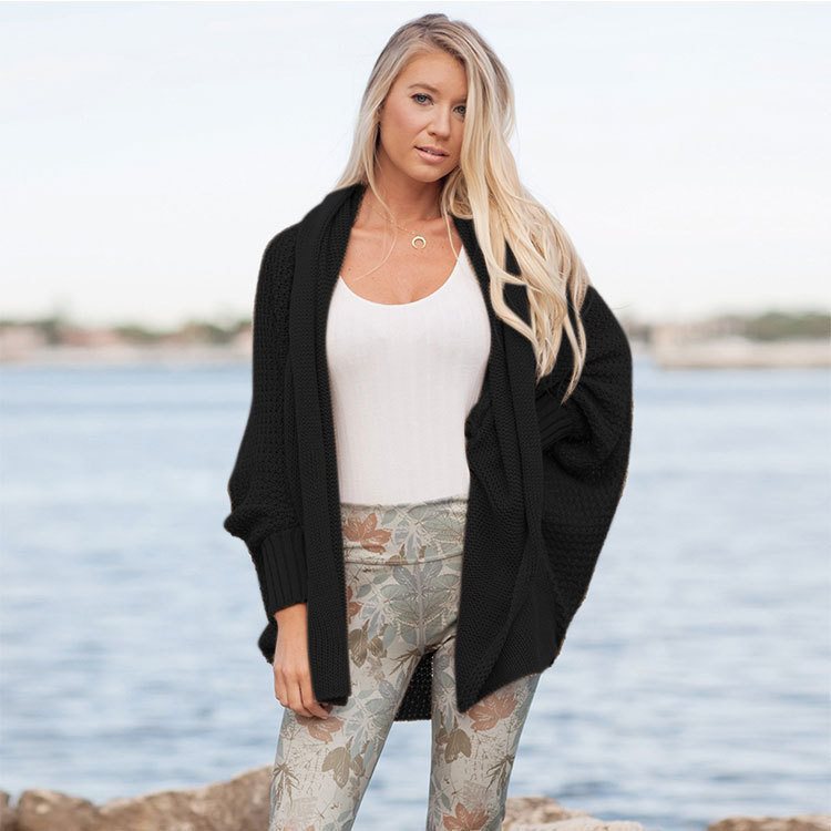 Dame Stor strik cardigan med voluminøse ærmer og elegant mønster Stilla