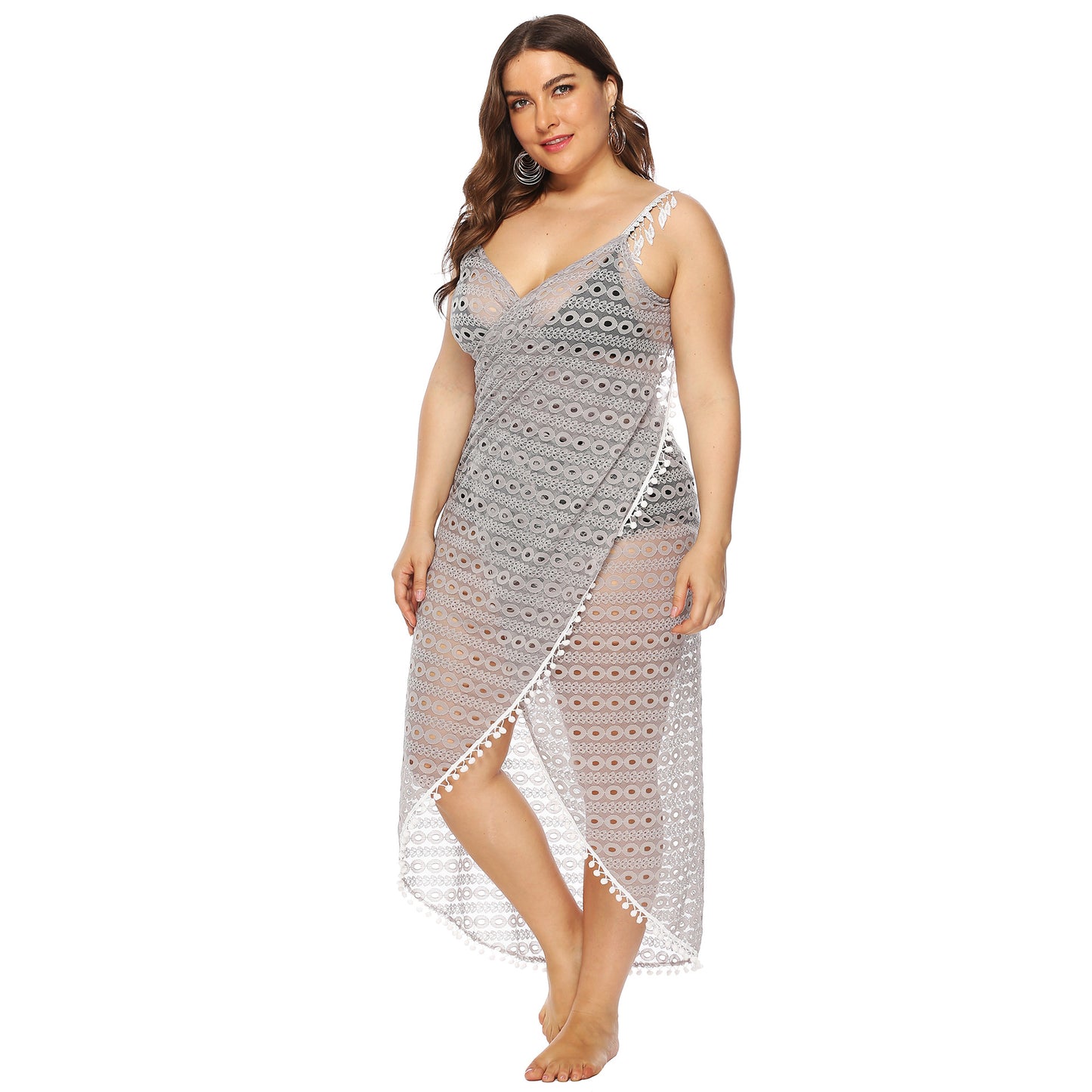 Dame Elegant Gennemsigtig Blonde Strandkjole Stilla