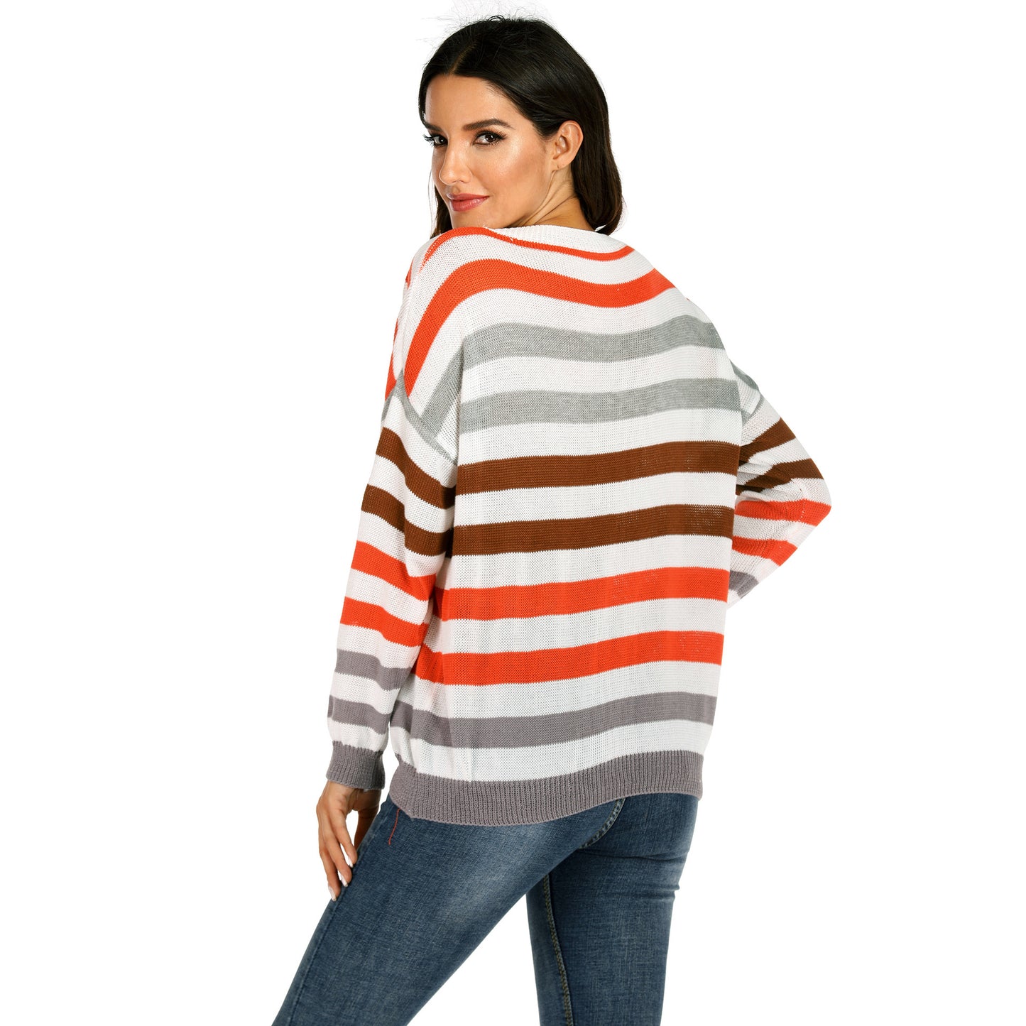 Dame afslappet stribepullover med løs pasform og fashionable farver Stilla