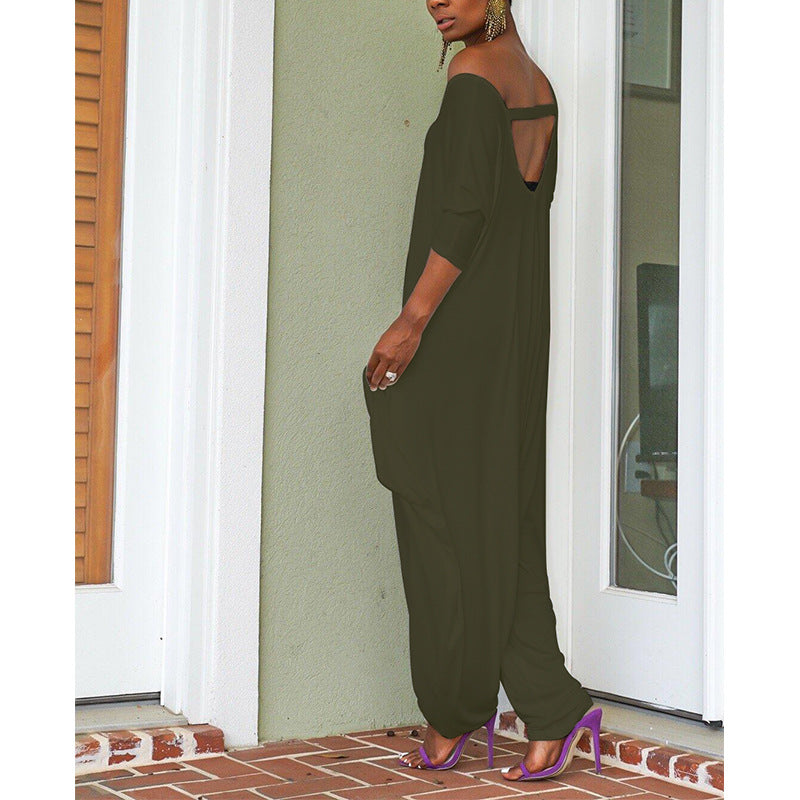 Dame Løs Oversized Jumpsuit med dyb Rygudskæring Stilla