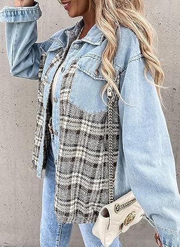 Stilla | Plaid Cotton Jacket Til Kvinder Boyfriend Overstørrelse Fit
