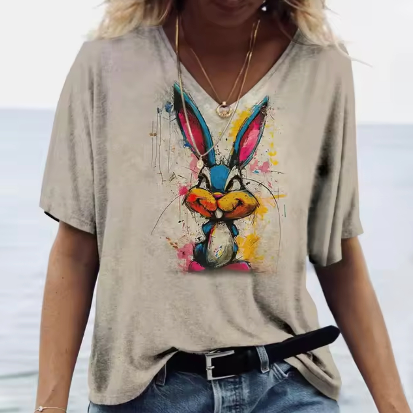 Stilla | Farverige T-shirts med kanintryk